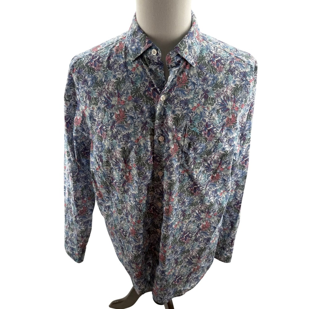 Tommy Bahama The Newport Coast Mens Floral Tropical Pima Cotton Shirt Medium